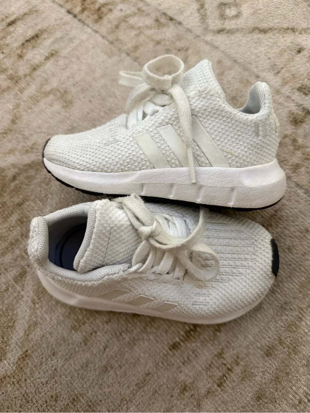 adidas Kids White Knit Lace-Up Sneakers